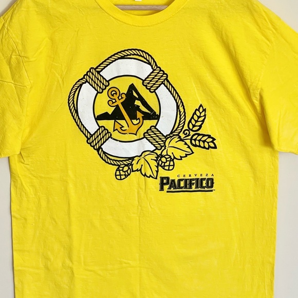 NEW Cerveza Pacifico Beer Graphic Yellow T Shirt Adult size Large - Picture 3 of 8